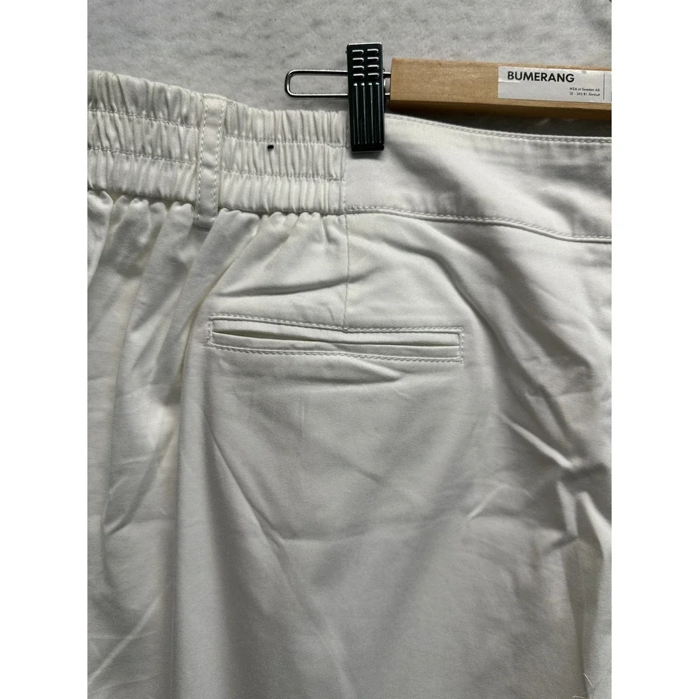 Zac & Rachel Women Crop Pants‎ White 24W Wide Leg Button Detail Cotton